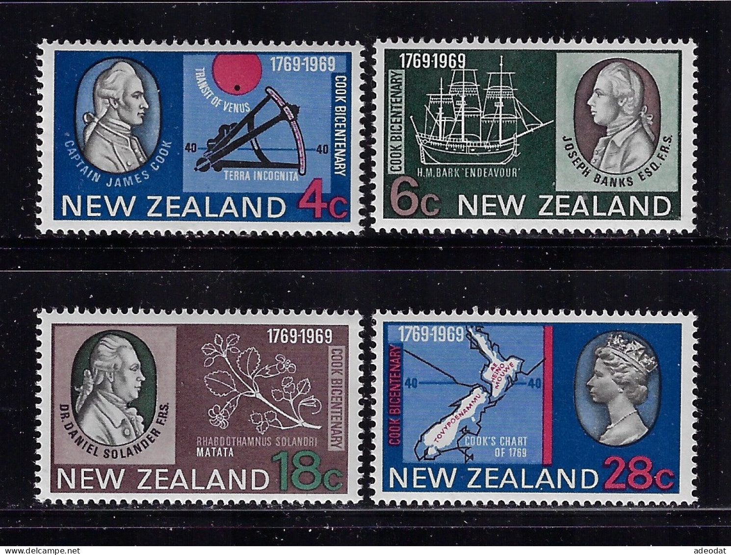 NEW ZEALAND 1969 CAPTAIN COOK SCOTT #431-434  MNH - Unused Stamps