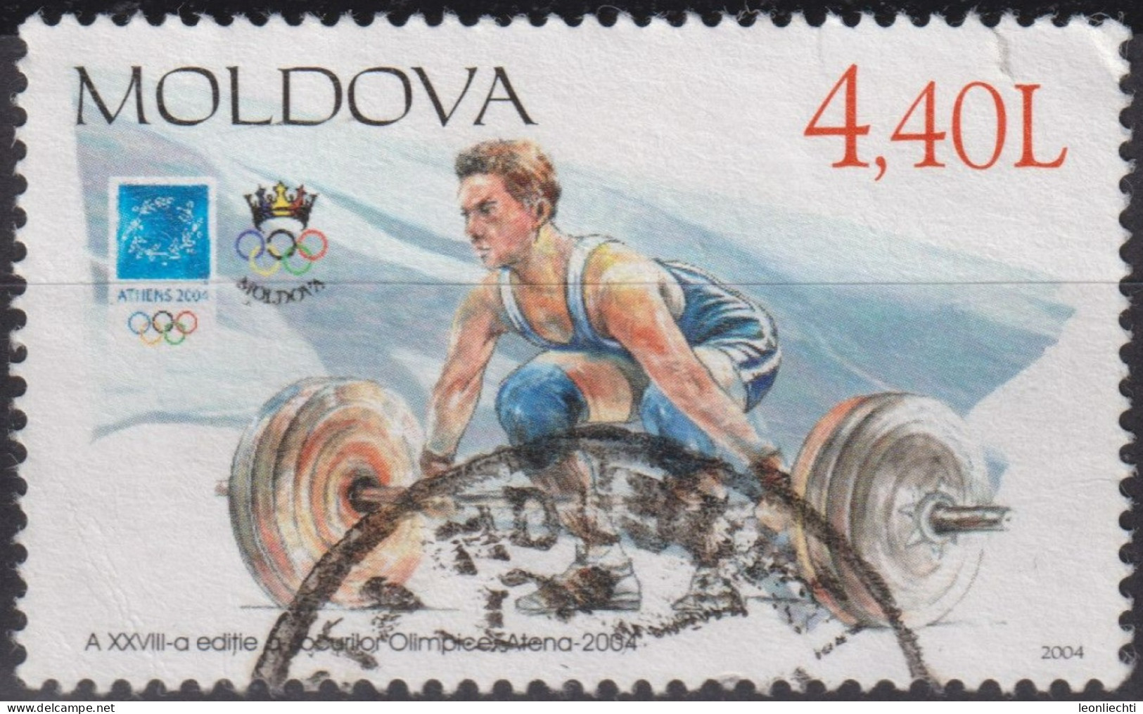 2004 Moldawien/ Moldova, ° Mi:MD 496, Yt:MD 429, Sg:MD 497, Olympische Sommerspiele 2004 - Athen - Summer 2004: Athens