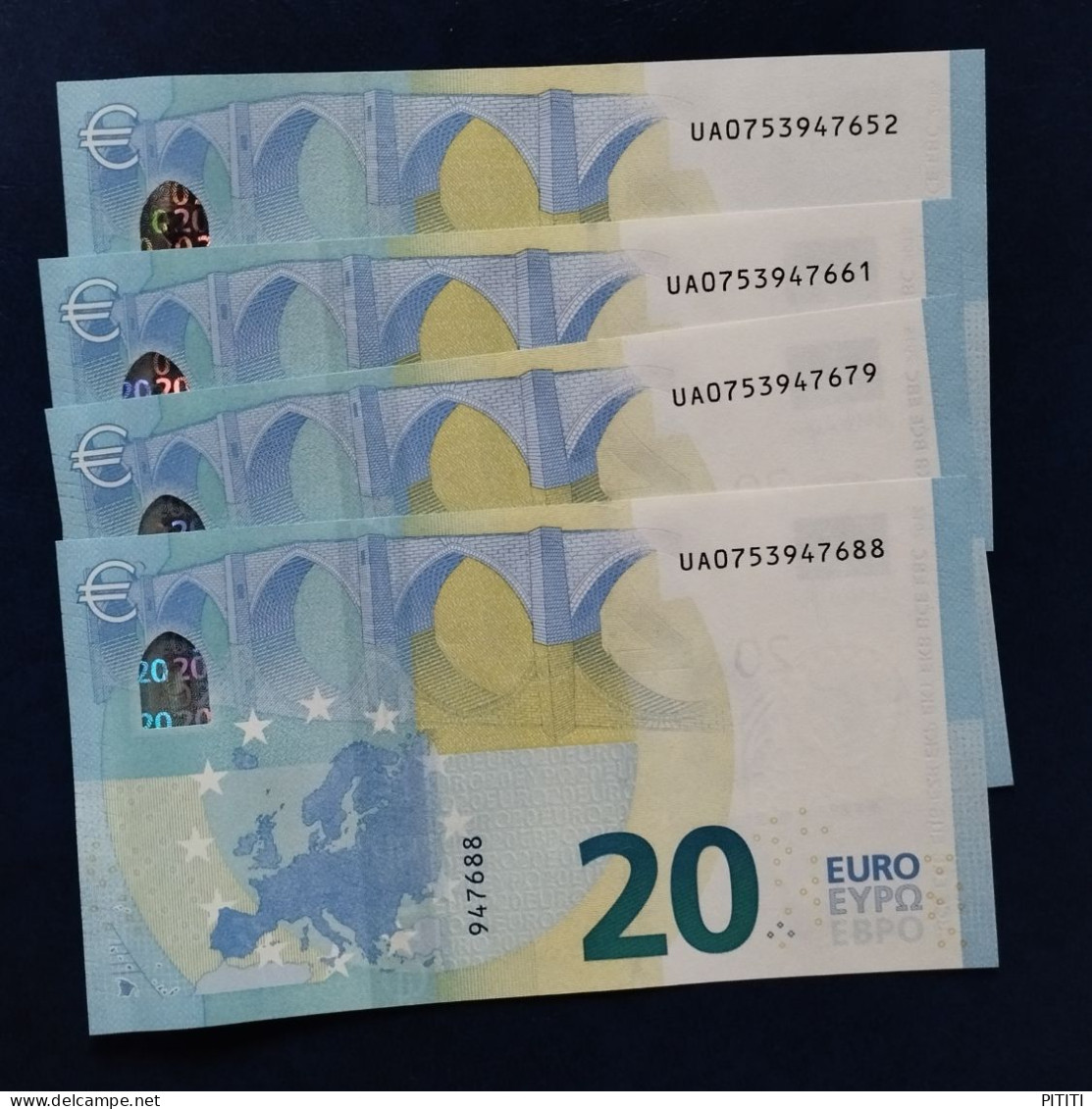 EURO FRANCE 20 U031A1 UA DRAGHI UNC, FOUR CORRELATIVE - 20 Euro