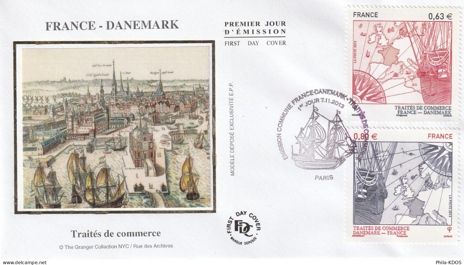 2013 " EMISSION CONJOINTEFRANCE - DANEMARK  " Sur Enveloppe 1er Jour Sur Soie N° YT 4817.Parfait état. FDC à Saisir !!! - Gezamelijke Uitgaven