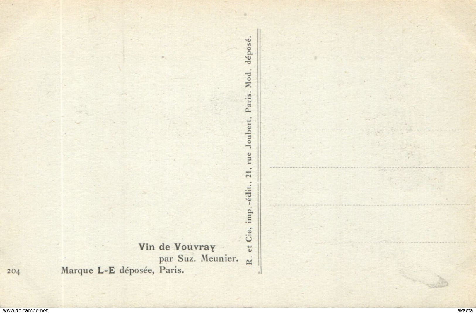 PC ARTIST SIGNED, MEUNIER, RISQUE, VIN DE VOUVRAY, Vintage Postcard (b50637) - Meunier, S.