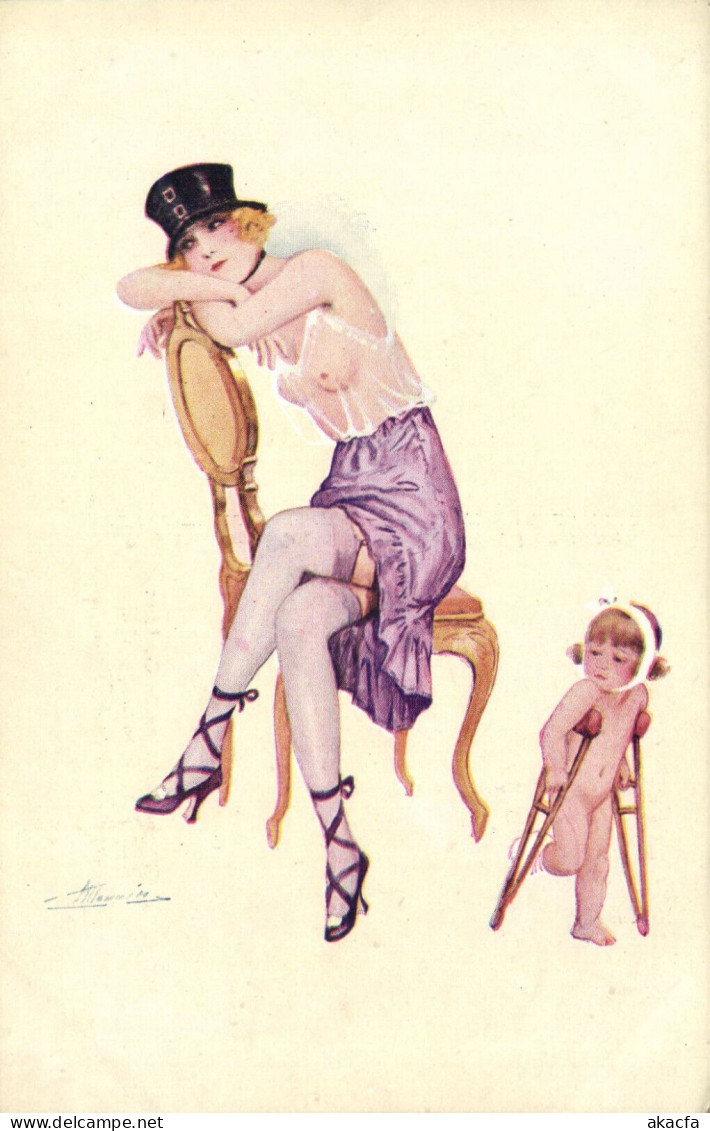 PC ARTIST SIGNED, MEUNIER, RISQUE, SEMAINE DE CUPIDON, Vintage Postcard (b50641) - Meunier, S.