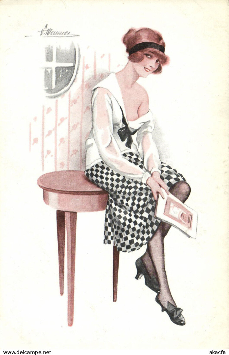 PC ARTIST SIGNED, MEUNIER, RISQUE, DECOLLETÉS, Vintage Postcard (b50667) - Meunier, S.
