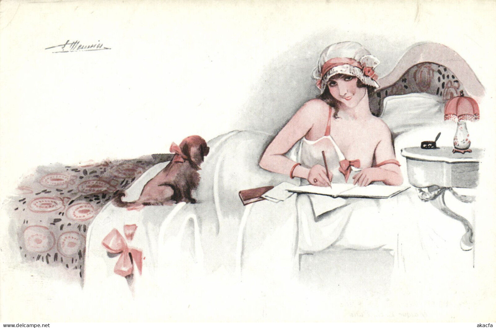 PC ARTIST SIGNED, MEUNIER, RISQUE, DECOLLETES, Vintage Postcard (b50676) - Meunier, S.