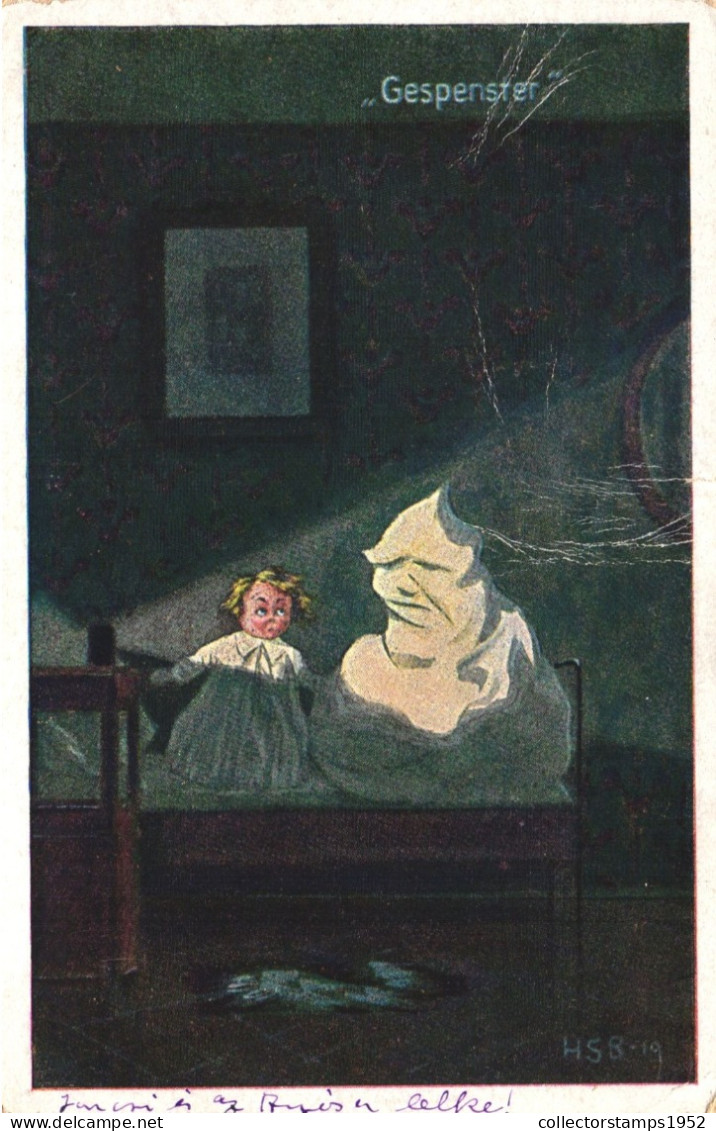 CHILD, GESPENSTER, GHOST, HUMOROUS, ILLUSTRATION, SIGNED, POSTCARD - Cartes Humoristiques