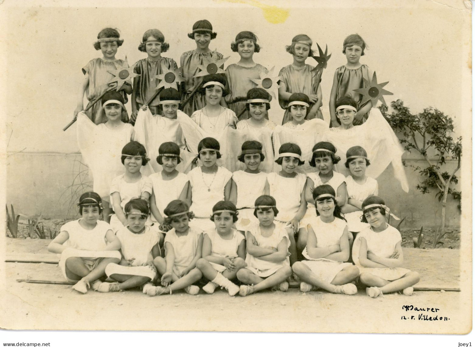 Photo Originale Groupe De Jeunes Filles à Villedon, Photographe M Maurer - Personnes Anonymes