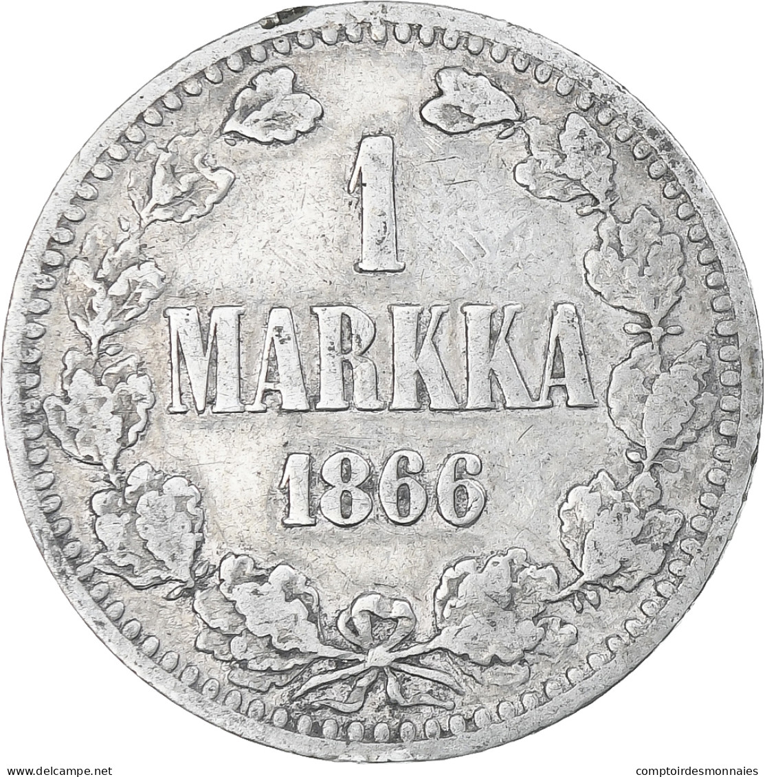 Finlande, Alexander II, Markka, 1866, Helsinki, TB+, Argent, KM:3.1 - Finlande