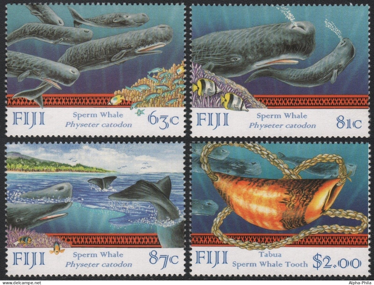 Fidschi 1998 - Mi-Nr. 851-854 ** - MNH - Wale / Whales - Fiji (...-1970)