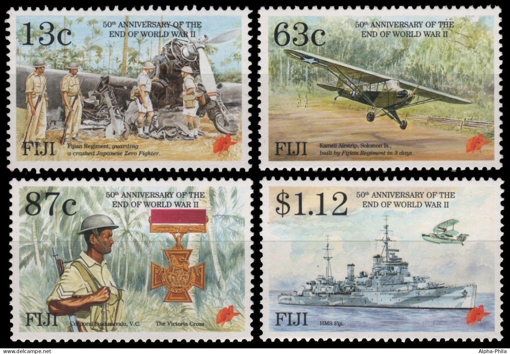 Fidschi 1995 - Mi-Nr. 726-729 ** - MNH - Flugzeuge - Schiffe - Fiji (...-1970)