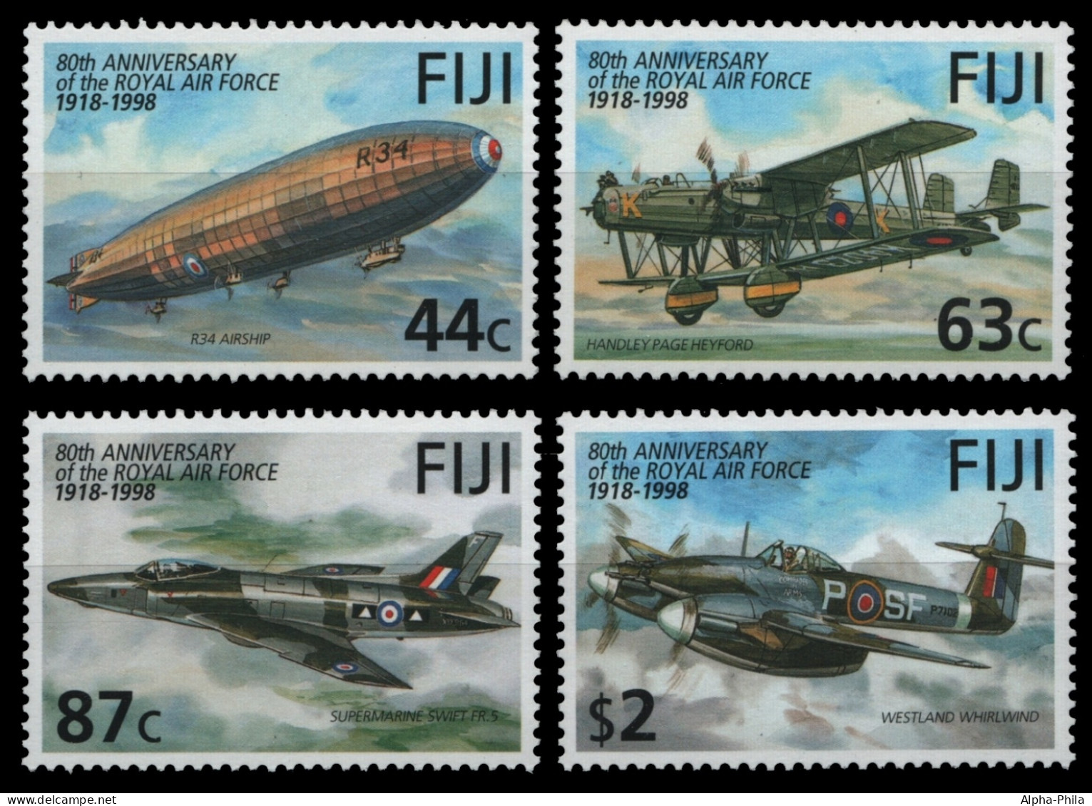 Fidschi 1998 - Mi-Nr. 843-846 ** - MNH - Flugzeuge / Airplanes - Fidji (1970-...)