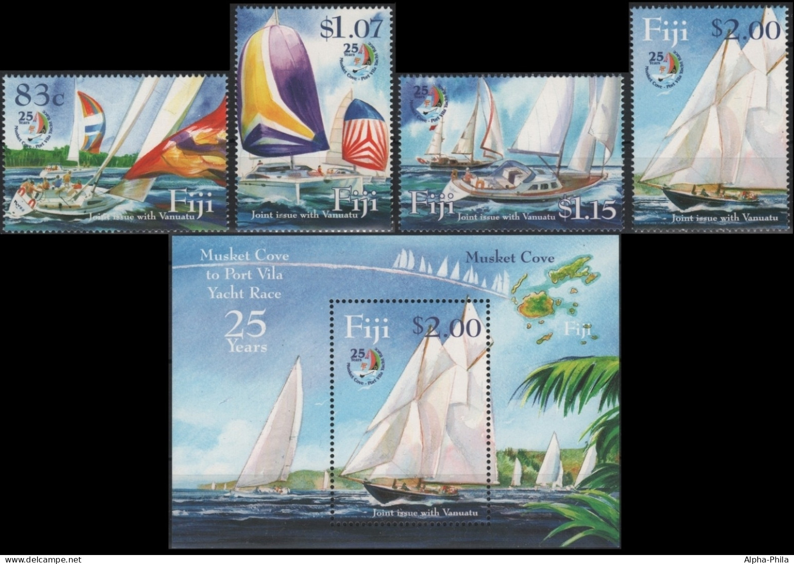 Fidschi 2004 - Mi-Nr. 1080-1083 & Block 46 ** - MNH - Segelboote / Sailboats - Fidji (1970-...)