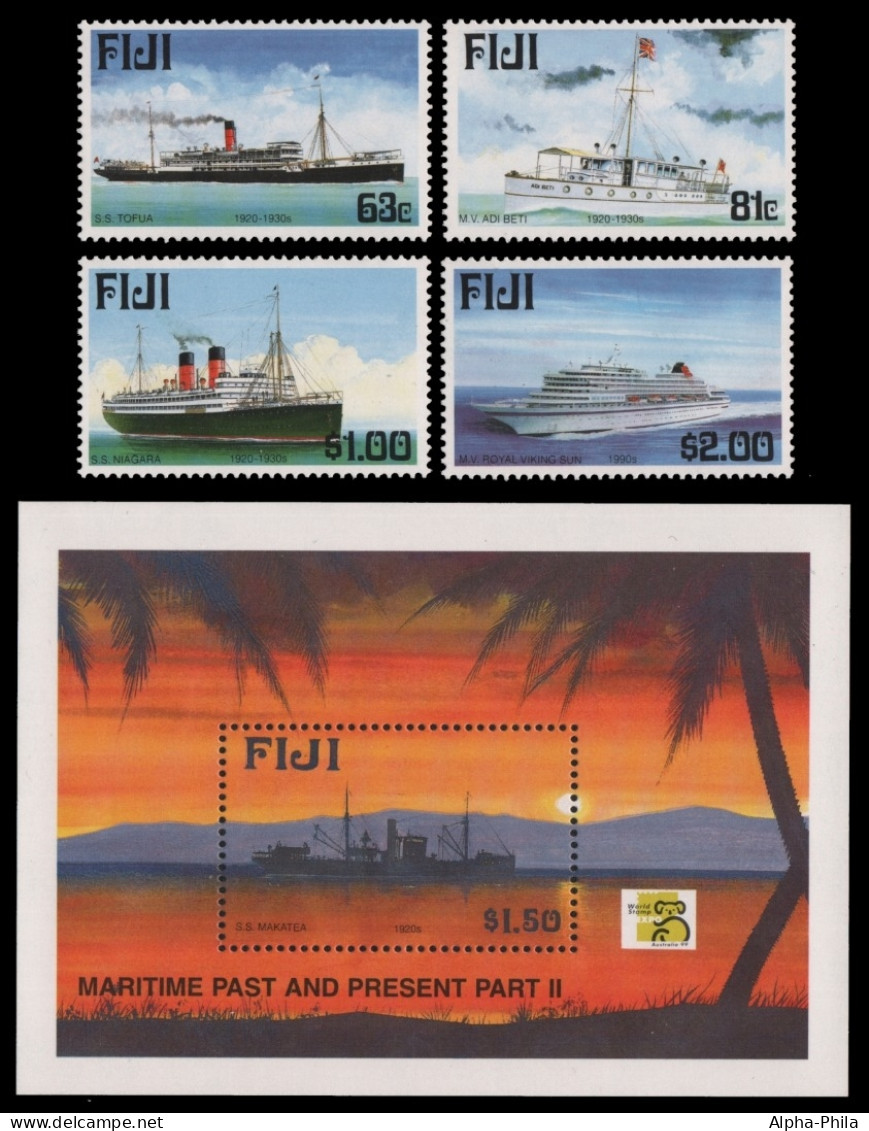 Fidschi 1999 - Mi-Nr. 873-876 & Block 29 ** - MNH - Schiffe / Ships - Fidji (1970-...)