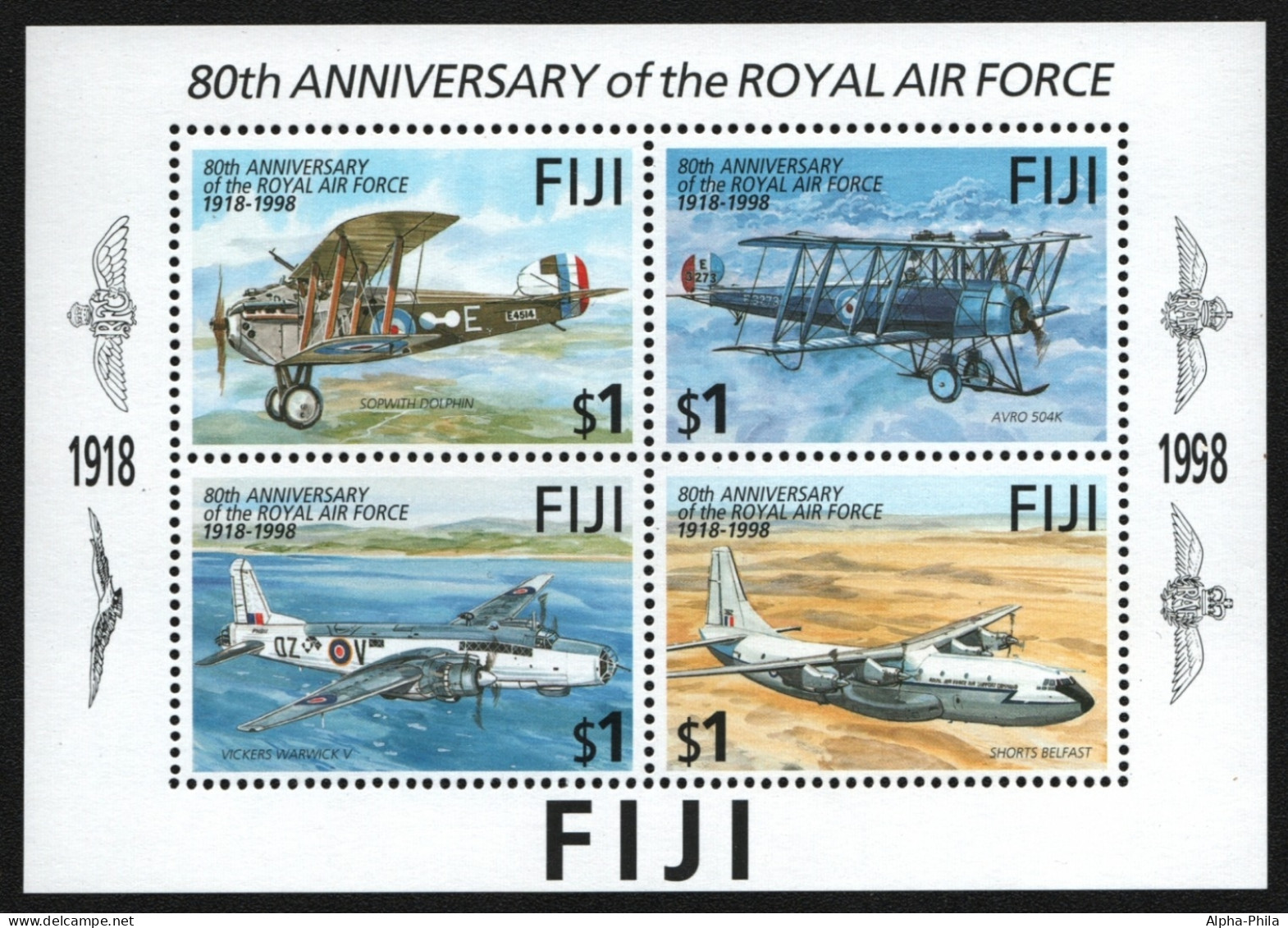 Fidschi 1998 - Mi-Nr. Block 25 ** - MNH - Flugzeuge / Airplanes - Fidji (1970-...)