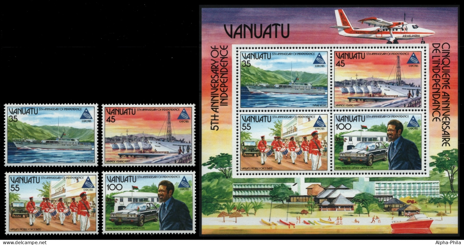 Vanuatu 1985 - Mi-Nr. 703-706 & Block 8 ** - MNH - Schiffe / Ships - Vanuatu (1980-...)