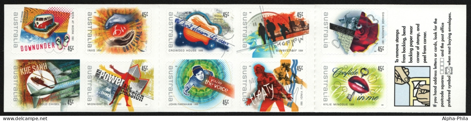 Australien 2001 - Mi-Nr. 2031-2040 ** - MNH - MH 138 - Australische Rockmusik - Mint Stamps