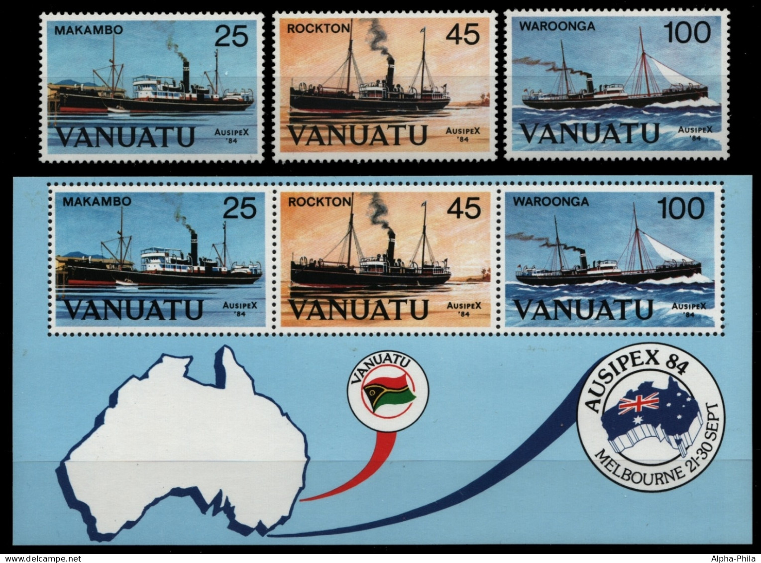 Vanuatu 1984 - Mi-Nr. 683-685 & Block 6 ** - MNH - Schiffe / Ships - Vanuatu (1980-...)