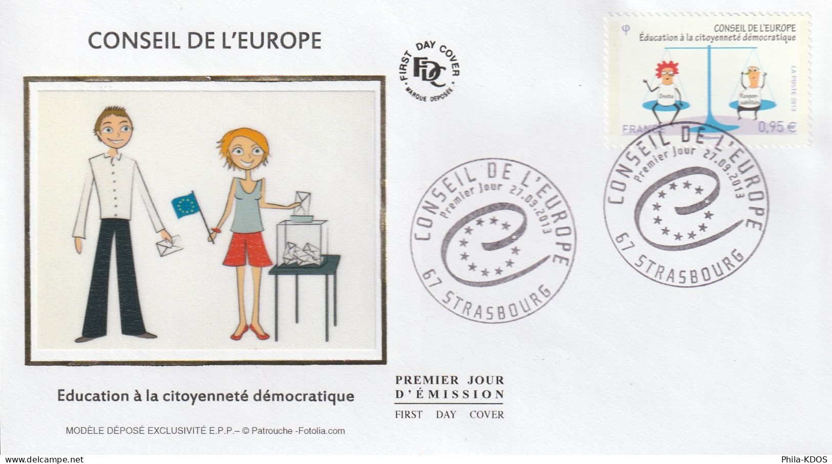 2013 " CONSEIL DE L'EUROPE " Sur Enveloppe 1er Jour Sur Soie N° YT SERV 156 Parfait état FDC à Saisir !!! - Europese Instellingen