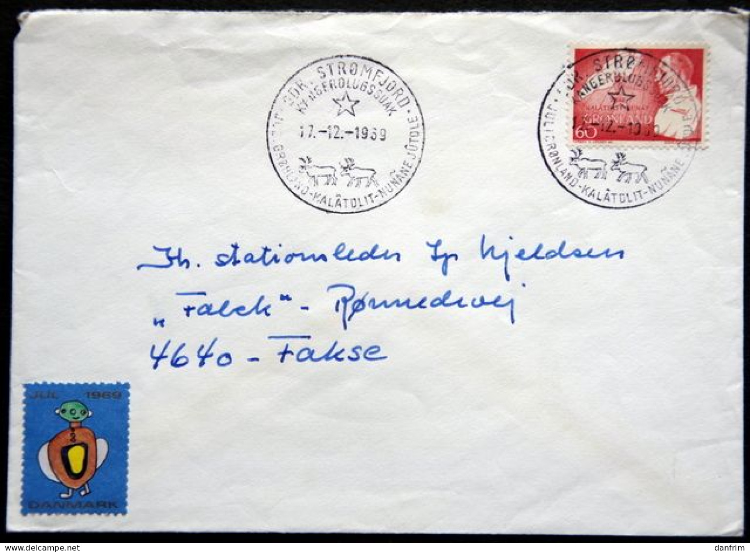 Greenland 1969 Sdr. Strömfjord 17-12-1969 With Special Christmas Cancel  ( Lot 4673 ) - Storia Postale