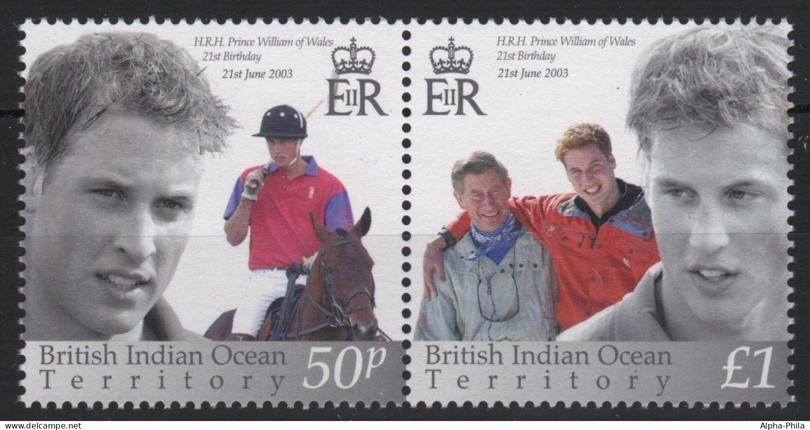 BIOT 2003 - Mi-Nr. 316-317 ** - MNH - 21. Geburtstag Prinz William - Britisches Territorium Im Indischen Ozean