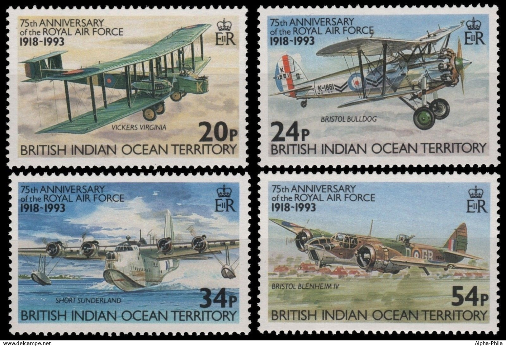 BIOT 1993 - Mi-Nr. 136-139 ** - MNH - Flugzeuge / Airplanes - Territoire Britannique De L'Océan Indien