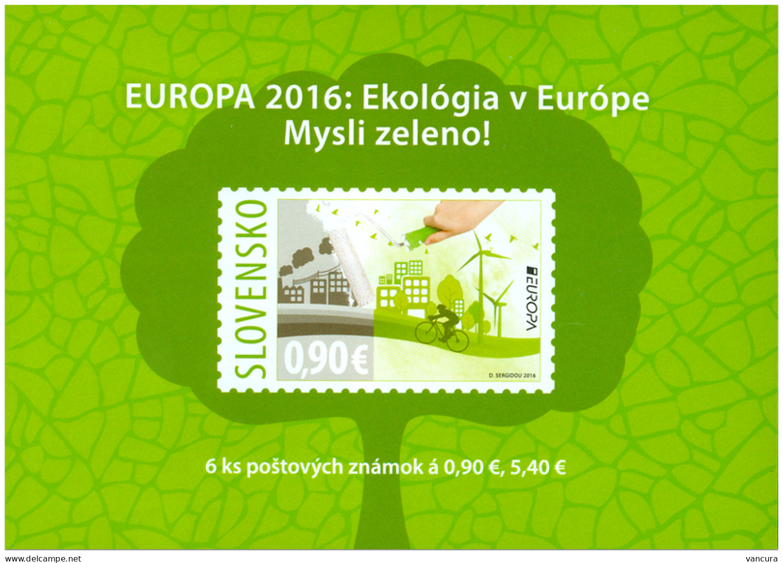 Booklet 611 Slovakia EUROPA 2016 Environment Pollution Bike Tree Wind Power Plant - Unused Stamps