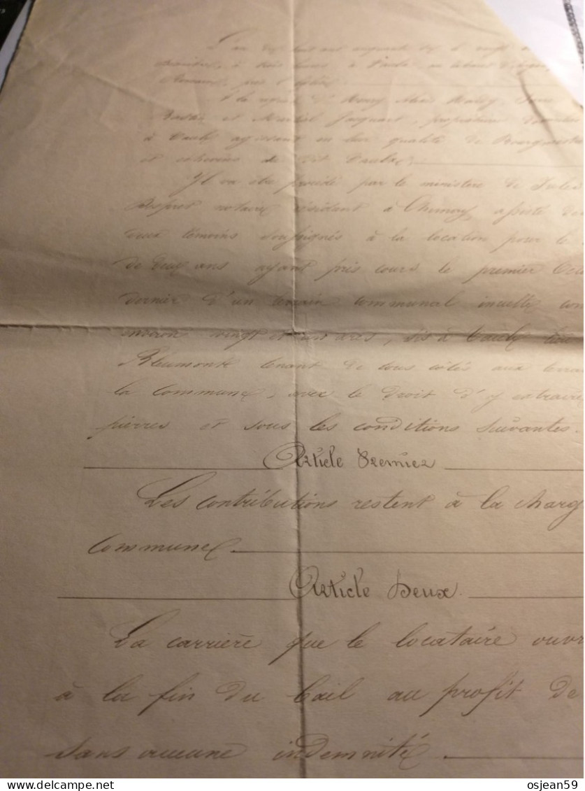 Acte Notarié, Location De Parcelle De Terre Le 23 Décembre 1856 ( Région Chimay). - Manuscrits