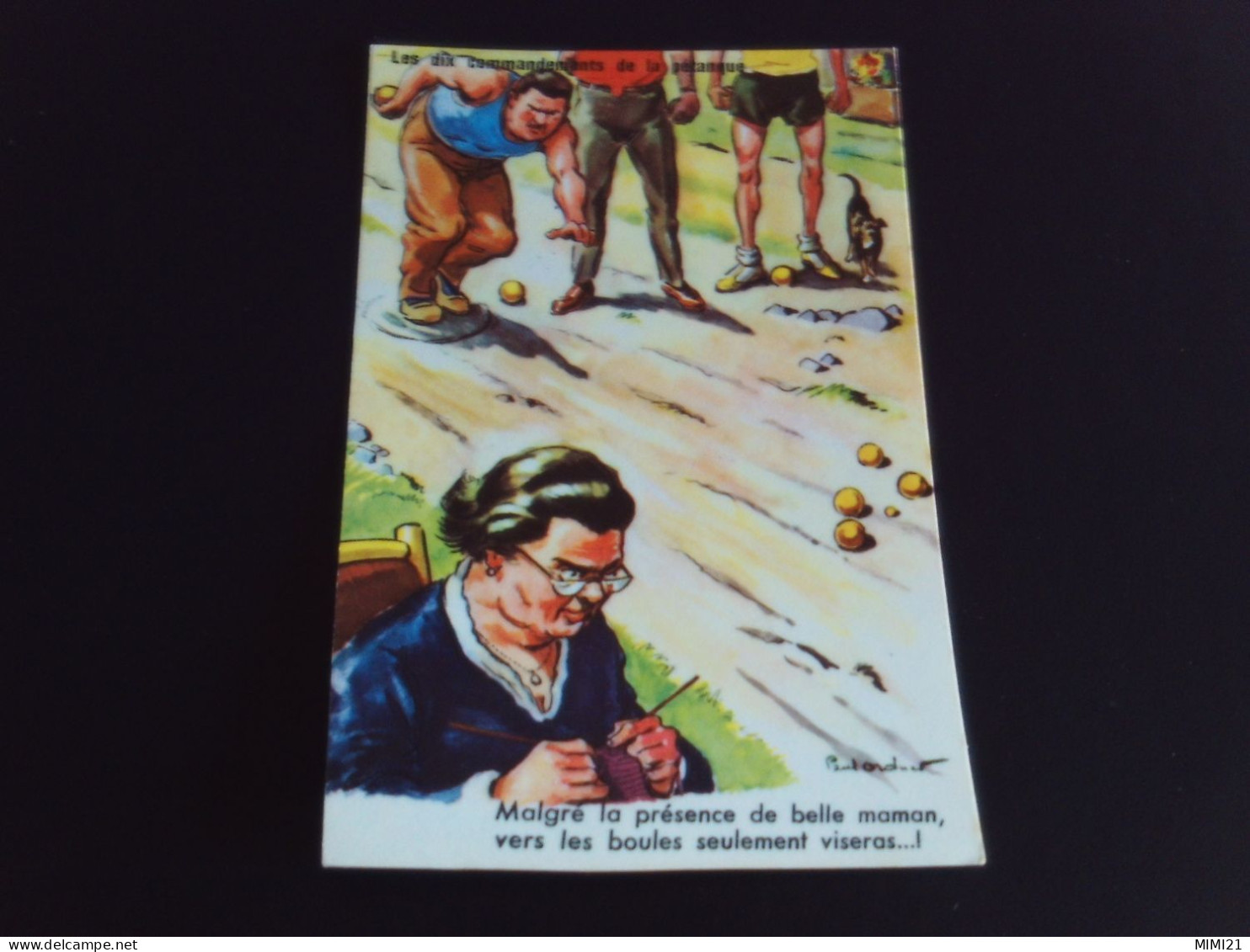 BELLE ILLUSTRATION HUMORISTIQUE .."LES DIX COMMANDEMENTS DE LA PETANQUE..PAS VISER BELLE-MAMAN.." - Ordner, P.