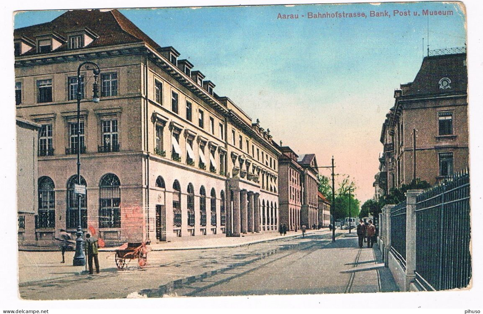 CH-8160  AARAU : Bahnhofstrasse , Bank, Post Und Museum - Aarau