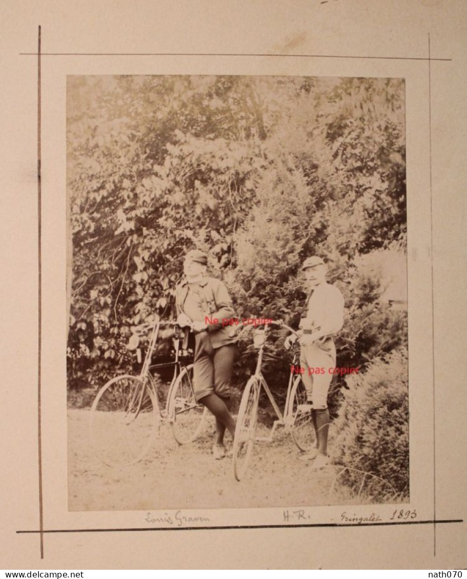 Photo 1893 Louis Graven Hugues Recoura Vélo Bicyclette Gringalet Porte De Savoie Tirage Albuminé Albumen Print Vintage - Old (before 1900)