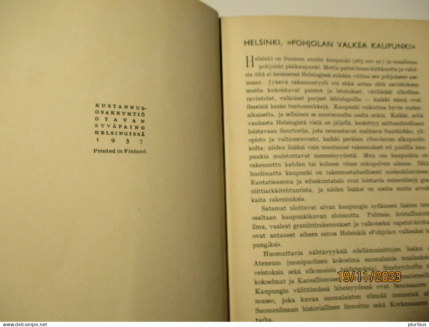 FINLAND 1937 HELSINKI HELSINGFORS THE WHITE CITY OF THE NORTH - Langues Scandinaves