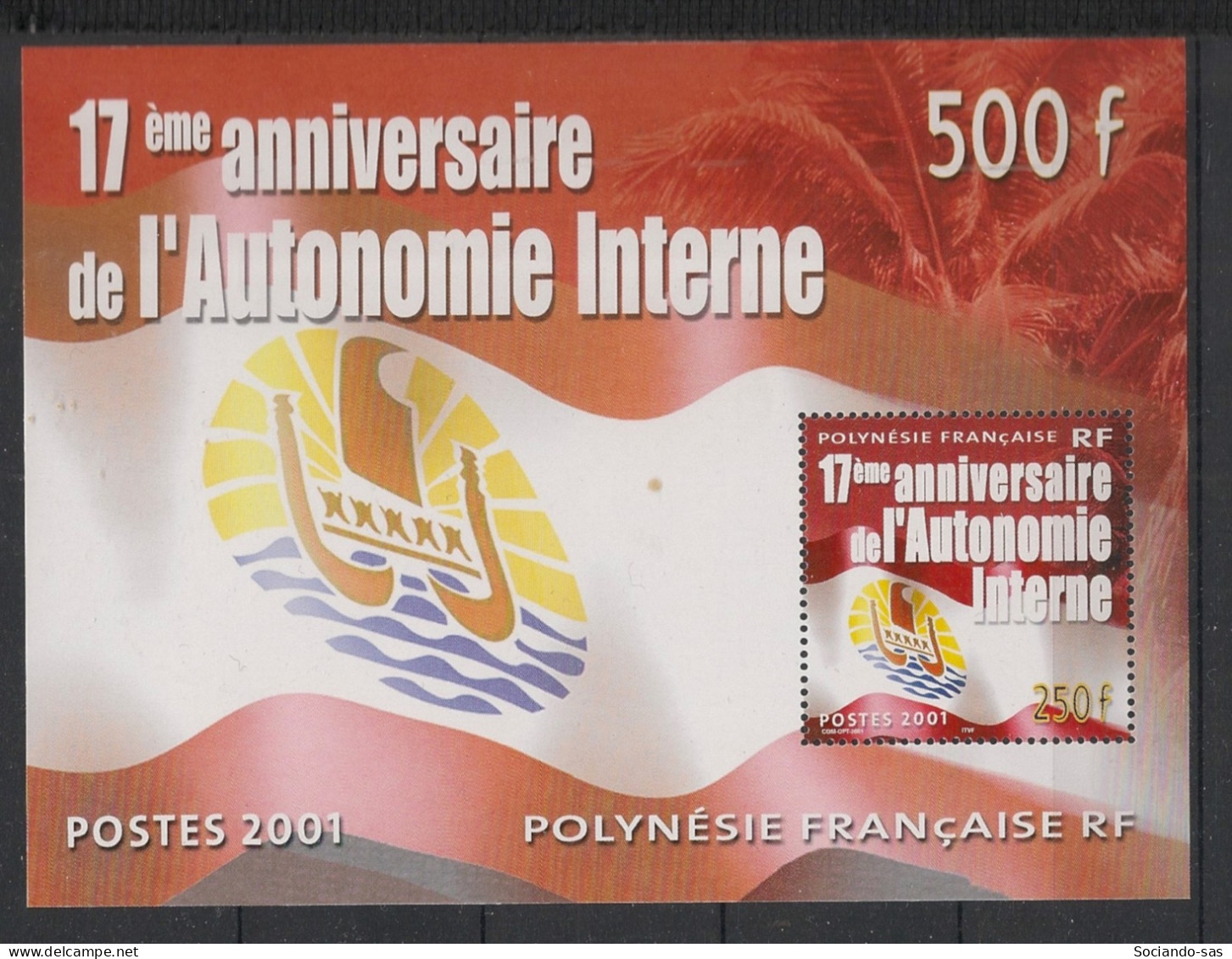 POLYNESIE - 2001 - Bloc Feuillet BF N°YT. 26 - Autonomie Interne - Neuf Luxe** / MNH / Postfrisch - Blocs-feuillets