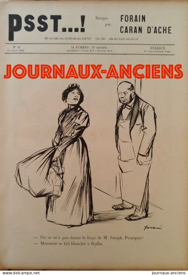 1898 AFFAIRE DREYFUS - Joseph REINACH - LINGE SALE - PIEUX MENSONGE - CARAN D'ACHE - FORAIN - JOURNAL PSST...! - 1850 - 1899