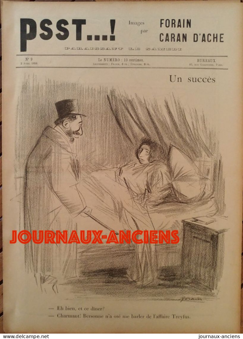 1898 AFFAIRE DREYFUS - RENARD - TOREADOR - QU'IMPORTE LE FLACON - CARAN D'ACHE - FORAIN - JOURNAL PSST...! N° 9 - 1850 - 1899