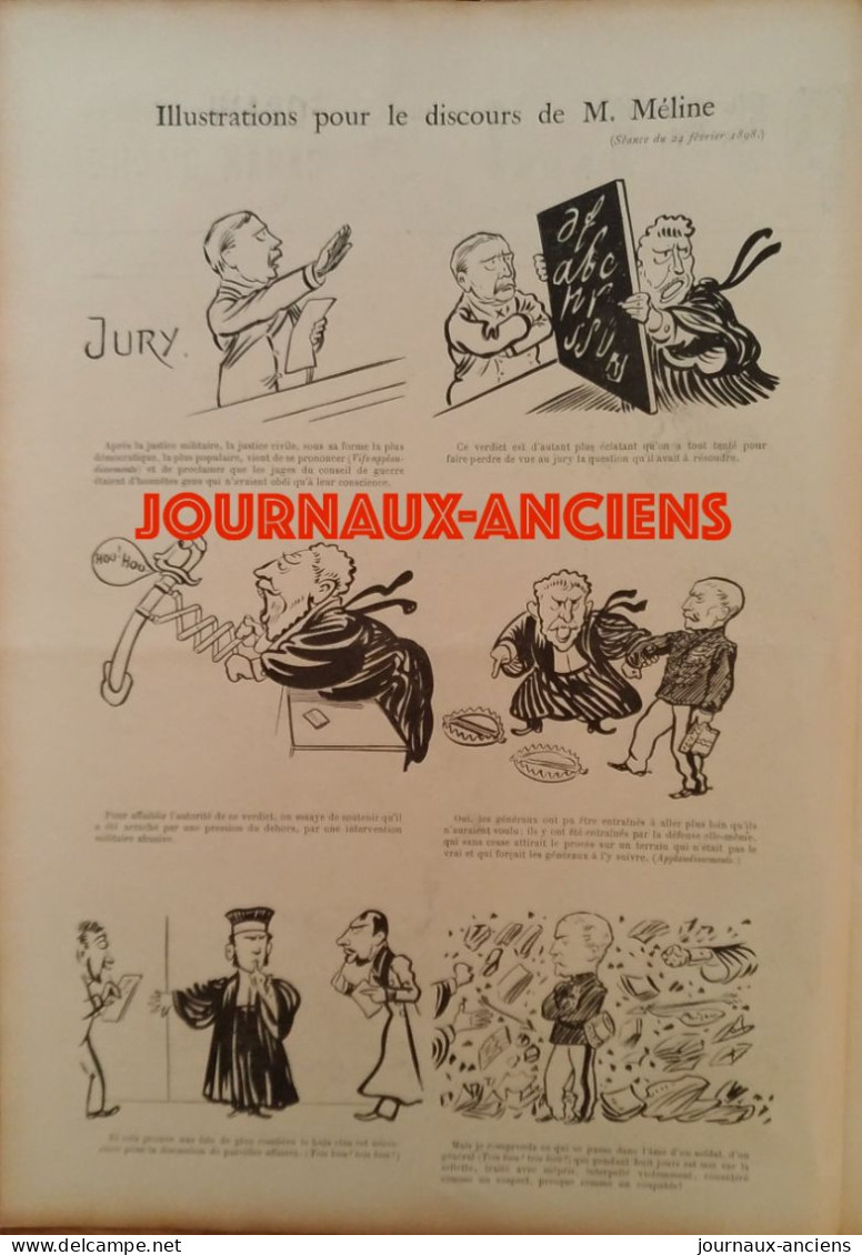 1898  AFFAIRE DREYFUS - BATAILLE PERDUE - DISCOURS DE MELINE  - EMILE ZOLA - CARAN D'ACHE - FORAIN - JOURNAL PSST...! - 1850 - 1899