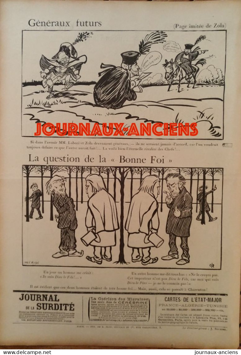 1898 AFFAIRE DREYFUS - LA CORVEE DE QUARTIER - EMILE ZOLA J'ACUSSE - CARAN D'ACHE - FORAIN - JOURNAL PSST...! - 1850 - 1899