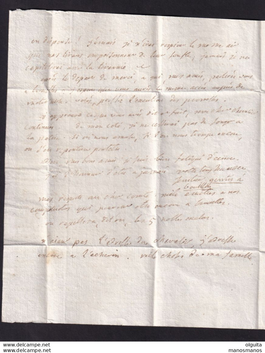 DDBB 269 - Lettre De 1791 , Griffe BOUILLON (Herlant 4) Vers Bruxelles , Port 6 Sols à L'encre - Signée Gentis - 1790-1794 (Austr. Revol. & Fr. Invas.)
