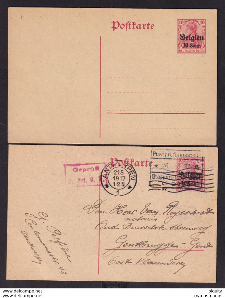 594/37 --  Entier Postal Occup. Allemande No 7 - Neuf Et Usé ANTWERPEN 1917 - Catalogue SBEP 10 + 20 EUR - Cartes Postales 1909-1934