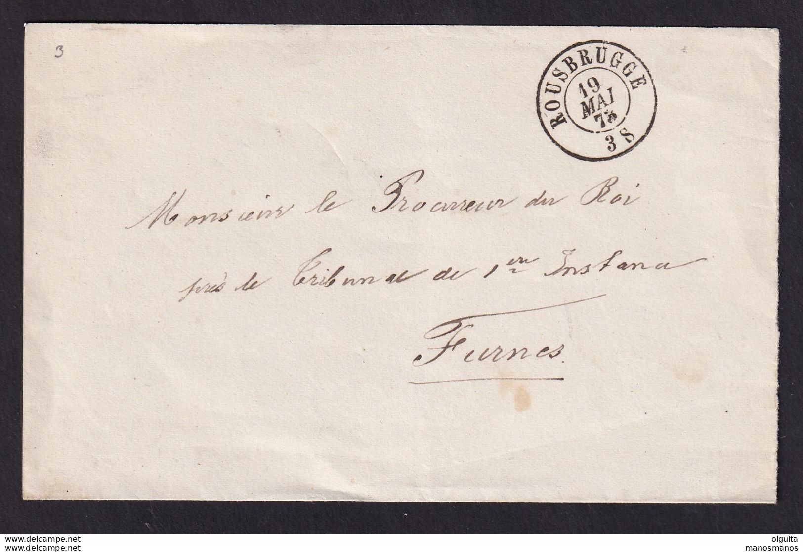 583/37 -- Bande D' IMPRIME En Franchise DC ROUSBRUGGE 1873 Vers DC FURNES - COBA 15 + 4 EUR - Zonder Portkosten