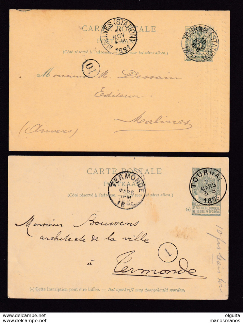 526/37 --  Collection TOURNAI - 3 X Entier Postal Ou Carte TOURNAI 1891/1895 - Repiquage Desclée Lefebvre § Cie - Briefkaarten 1871-1909