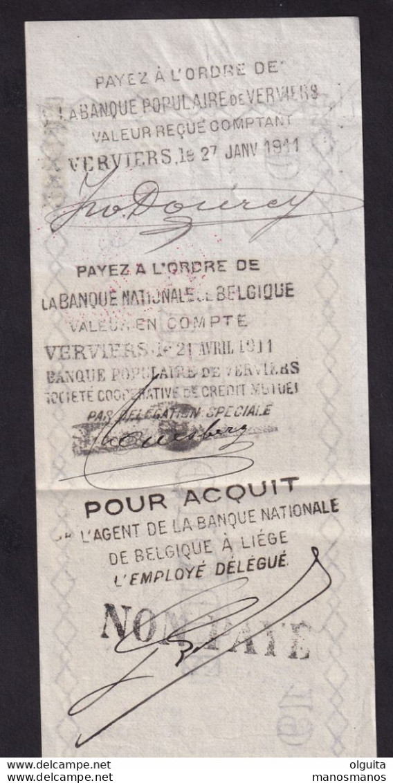 DDBB 851 - Lettre De Change Sur Papier Fiscal ANDRIMONT 1911 - Cachet Privé Distillerie,Tabacs Et Cigares Iwan Dourcy - Documentos