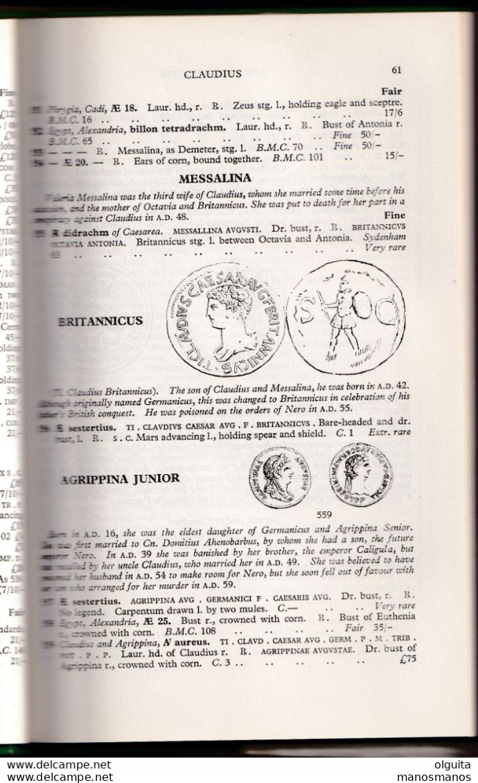 946/35 -- LIVRE/BOOK ROMAN COINS And Their Values , By David Sear , 288 Pages + Plates , 1964 - Literatur & Software