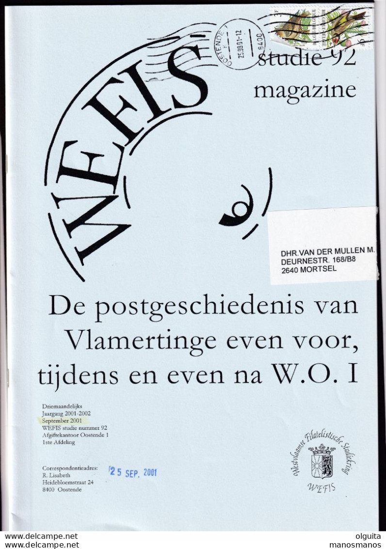 943/35 -- Magazine WEFIS Nr 92, Postgeschiedenis Van Vlamertinge Rond WWI , 19 + 16 Blz , 2001 , Door Guido Meulemans - Filatelia E Historia De Correos