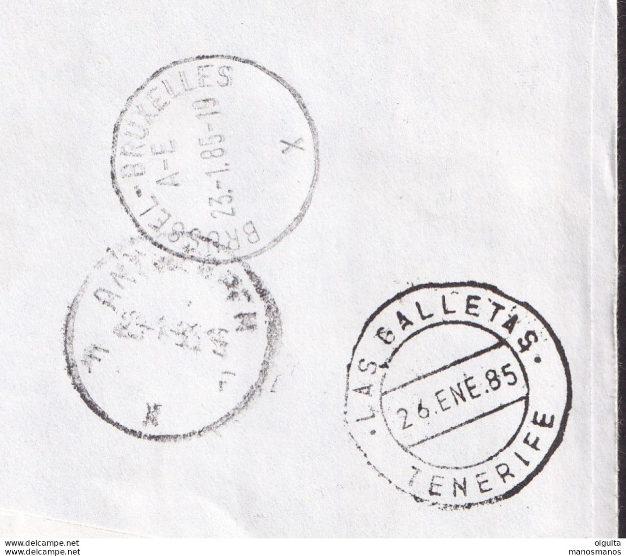 38/968 - Enveloppe Recommandée ANTWERPEN 1985 Vers TENERIFE -  MIXTE TP Velghe + Etiquettes ATM - Réellement Circulée - Storia Postale