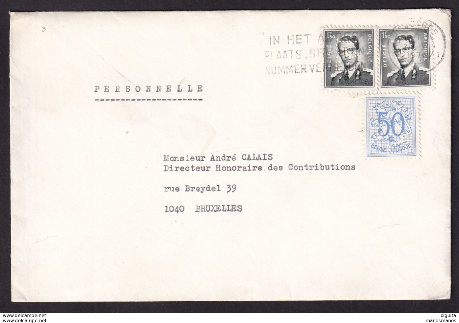 38/965 - Enveloppe TP Lunettes Et Lion Héraldique VILVOORDE 1970 Vers Bruxelles - PERFORES U.P.L. Usines Peters-Lacroix - 1951-..
