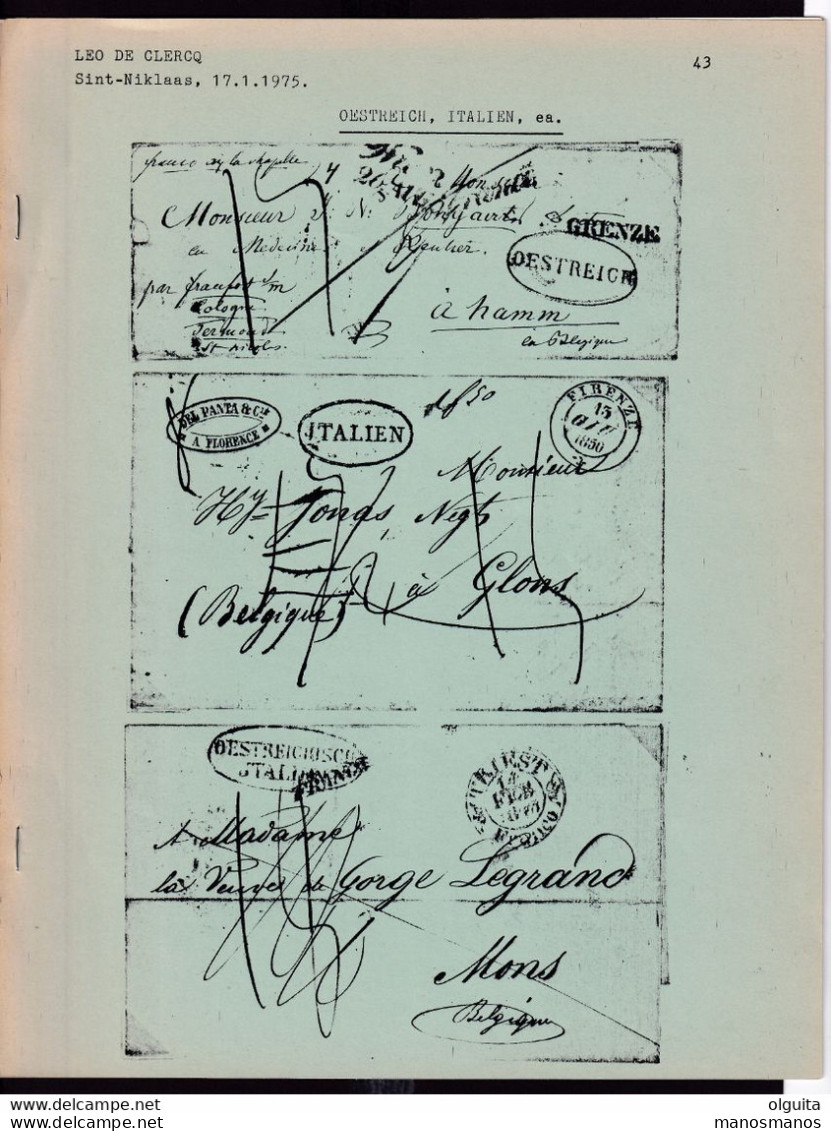 965/35 -- Fascicule Oestreich Italien, Ea, Door Léo De Clercq, 1975 , 5 Pages - Filatelia E Historia De Correos