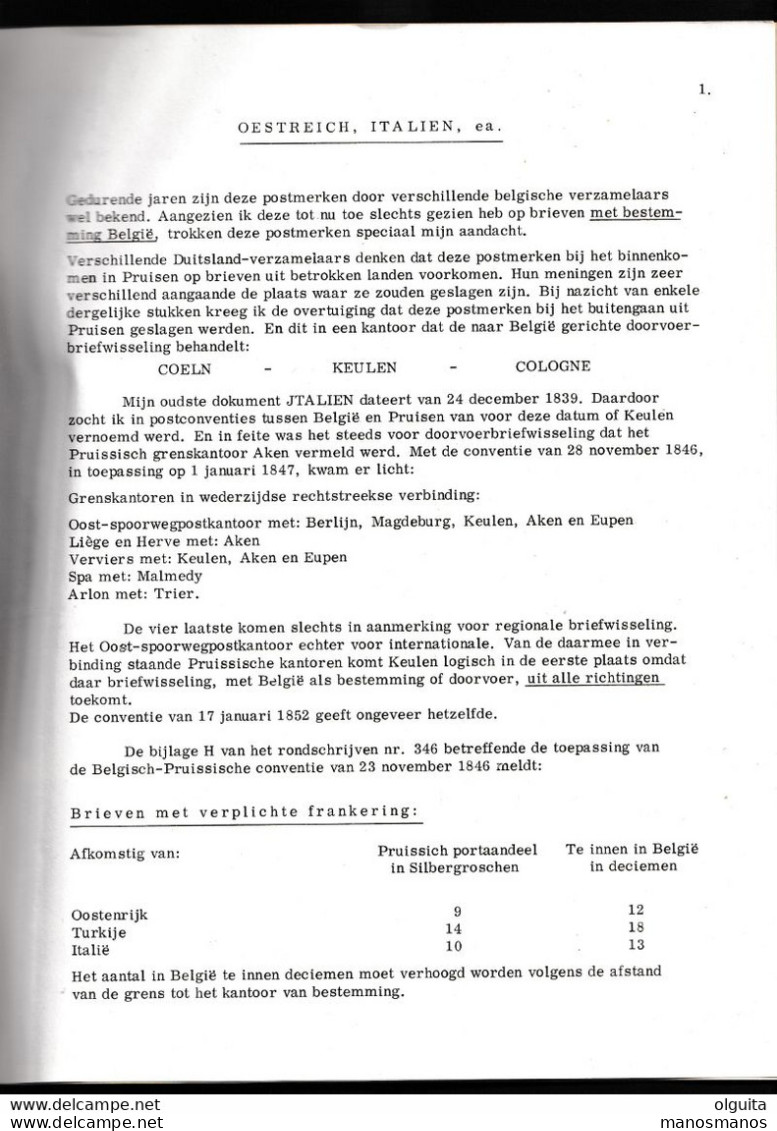 965/35 -- Fascicule Oestreich Italien, Ea, Door Léo De Clercq, 1975 , 5 Pages - Filatelie En Postgeschiedenis