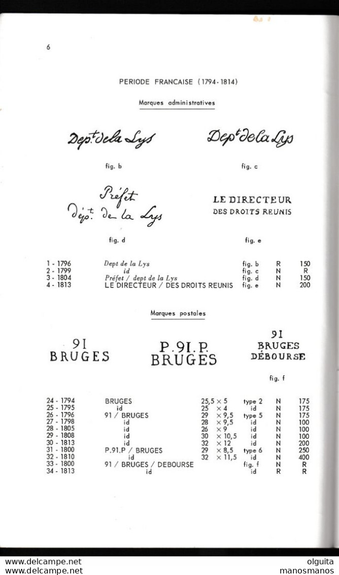 15114 B -- Marques Postales De Flandre Occidentale 1648/1849, Par Herlant , 1966 , 44 Pages - TB ETAT - Philatélie Et Histoire Postale