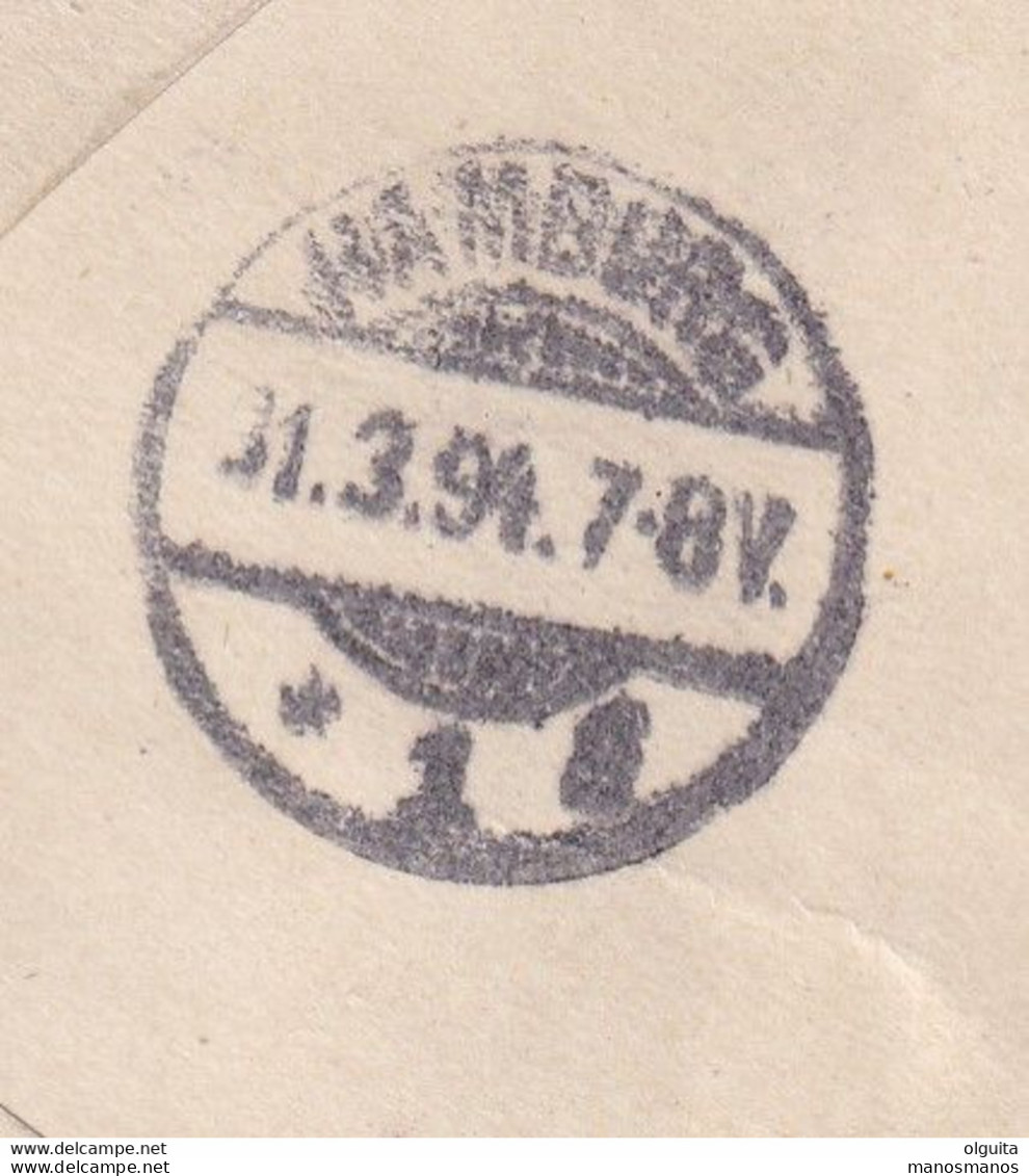 DDDD 181 -- Entier Enveloppe Fine Barbe + TP Expo Anvers BRUXELLES 1894 Vers HAMBURG - Covers