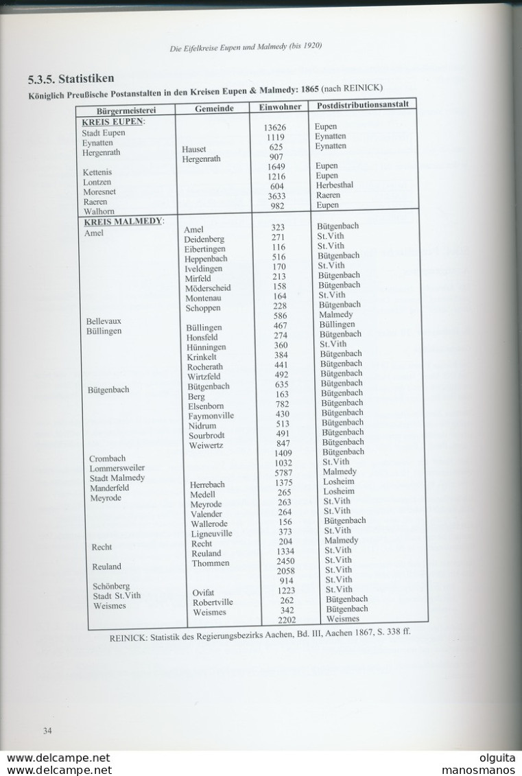 25/921A - BELGIQUE Postgeschichte EUPEN MALMEDY, ST VITH , Par Michael Amplatz , 160 P. , 2001 - Filatelia E Historia De Correos