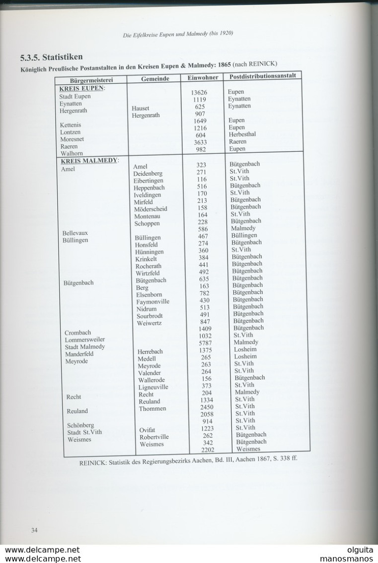 25/921A - BELGIQUE Postgeschichte EUPEN MALMEDY, ST VITH , Par Michael Amplatz , 160 P. , 2001 - Philatelie Und Postgeschichte